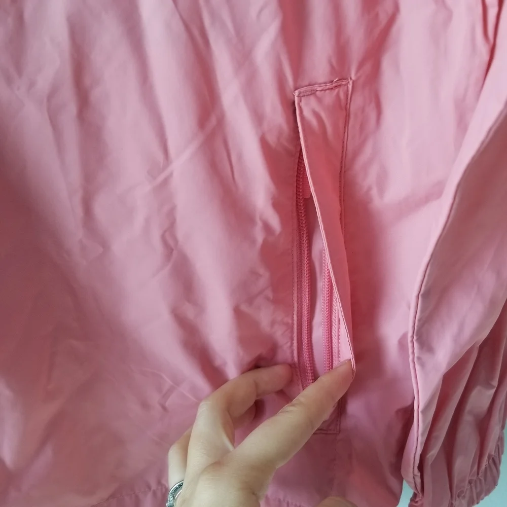 LL Bean Pink Windreaker Jacket Hooded Lightweight
